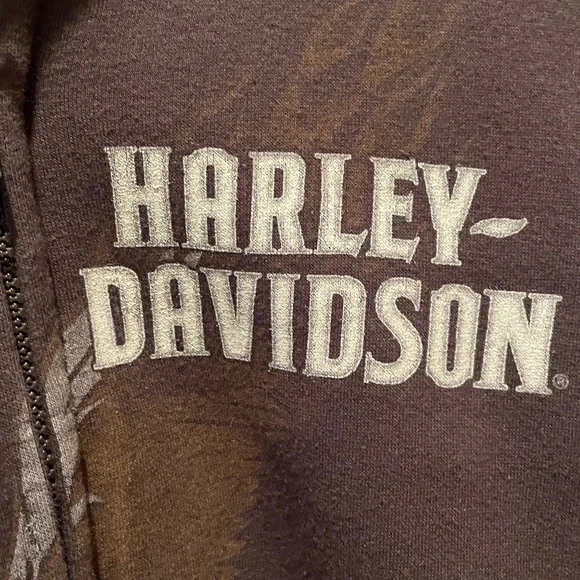 Harley-Davidson Motorcycles Men’s XLL Dark Brown Zip-Up Draw string Hoodie 2009 - Picture 10 of 16